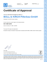 BOLL & KIRCH recebeu认证ISO 14001: 2015